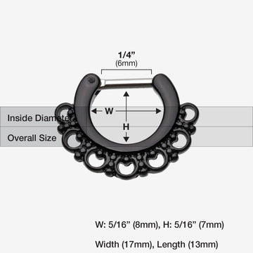 Detail View 1 of Colorline Majestic Filigree Septum Clicker-Black